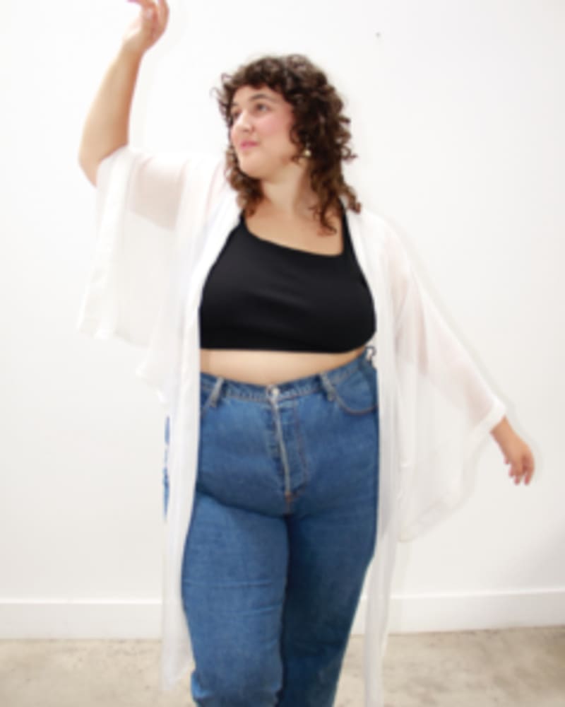 Plus size denim kimono sales
